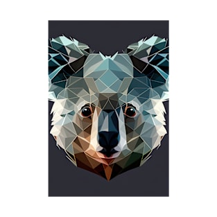 Triangle Koala - Abstract polygon animal face staring T-Shirt