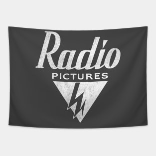 RKO Radio Pictures White Distressed Design Tapestry