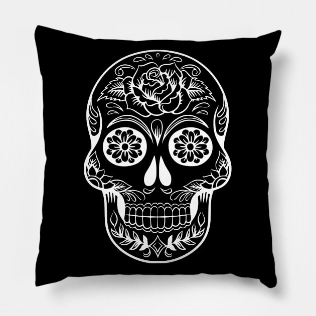 Halloween - Dia De Los Muertos - Day of the Dead Mexican Sugar Skull Pillow by Elsie Bee Designs