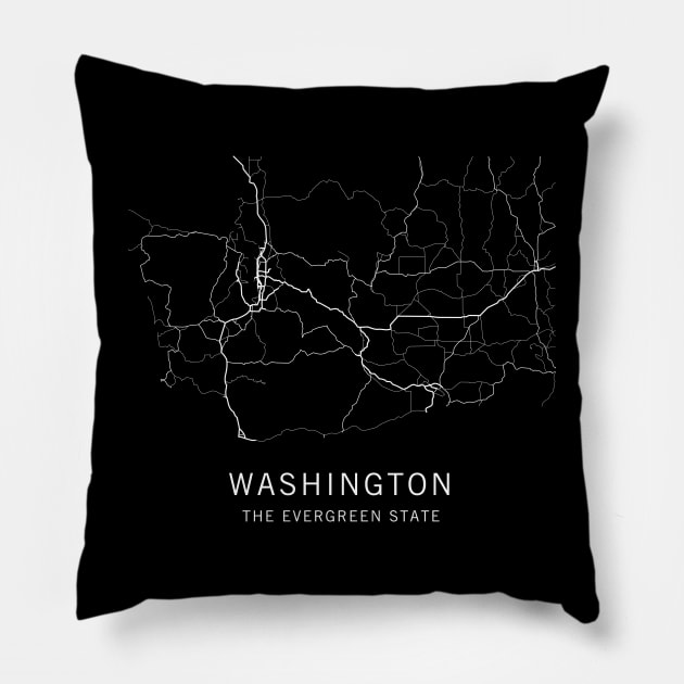 Washington State Road Map Pillow by ClarkStreetPress