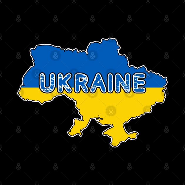 Ukraine Flag and Map Slava Ukraini by Scar