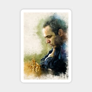 Garry Kasparov ✪ The Legend ✪  Aesthetic Watercolor Portrait of a chess master Magnet