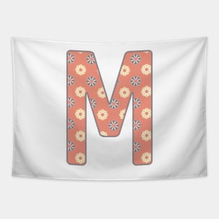 MONOGRAM LETTER M PINK FLORAL TYPOGRAPHY DESIGN Tapestry