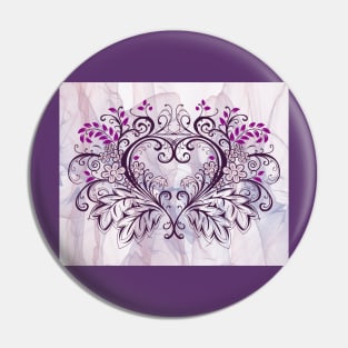 Purple Leaf Heart on Abstract Background Pin