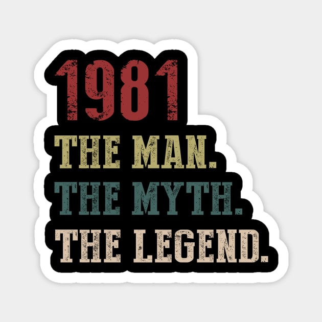 Vintage 1981 The Man The Myth The Legend Gift 39th Birthday Magnet by Foatui