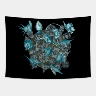 Ernst Haeckel Cerulean Peridinea on Cerulean Diatoms Tapestry