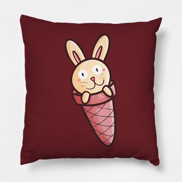 Funny Summer Bunny Pillow by Jocularity Art