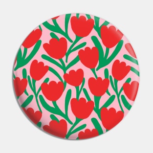 Boho tulips flower pattern in pink and red Pin