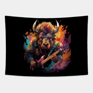 Bison Playing Guitar Tapestry