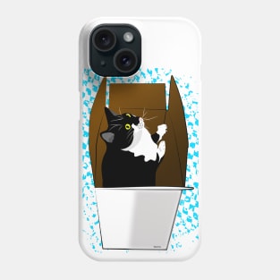 Cute Tuxedo Cat in a box Copyright TeAnne Phone Case