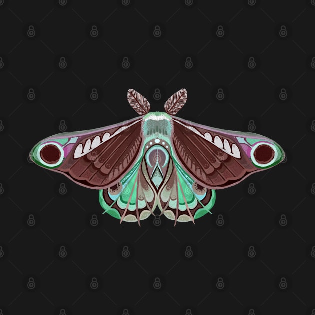 Moth sticker brown, green and pink pastel by astronauticarte