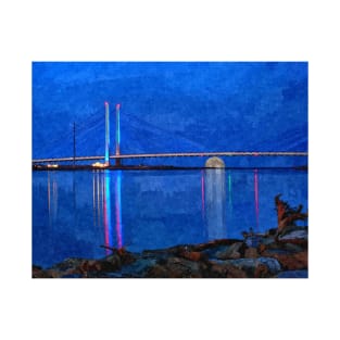 Indian River Inlet Bridge Painterly Full Moon T-Shirt