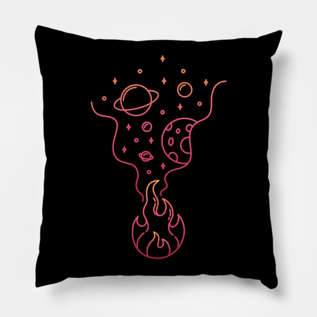 Space Fire Pillow by VEKTORKITA