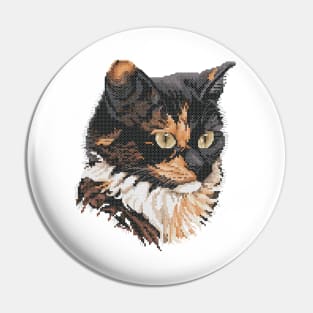 Tortoiseshell Cat Cross Stitch Pin