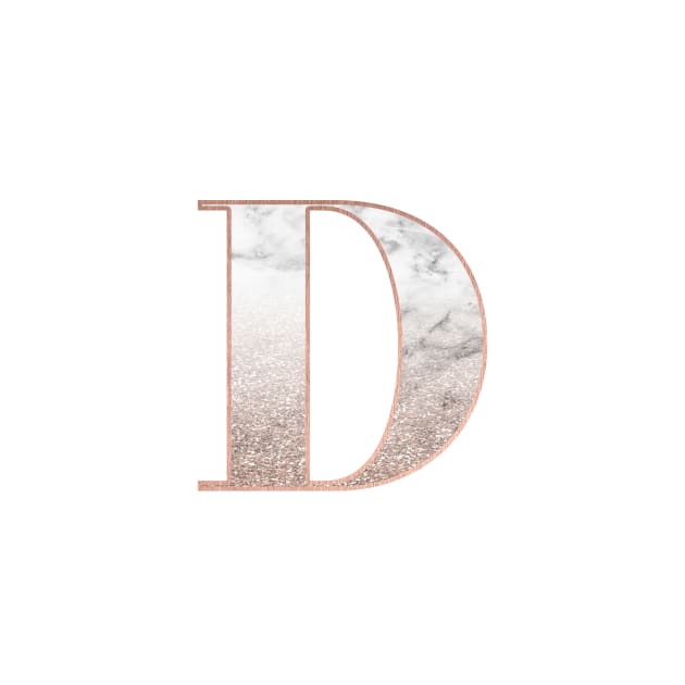 Monogram rose gold glitter marble D by marbleco