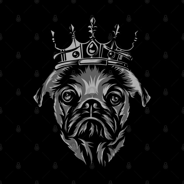 Pug King - Cute Animal Pet Dog by mybeautypets