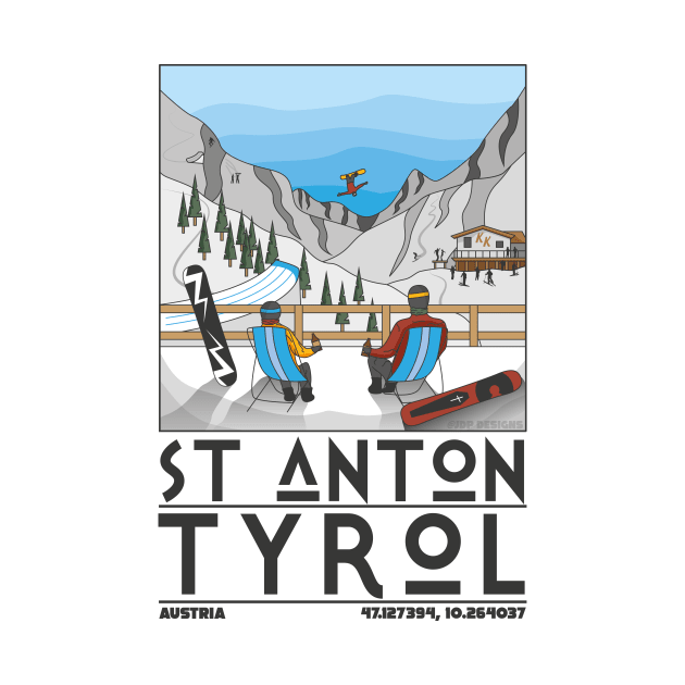 St Anton, Tyrol, Austria Retro Travel by JDP Designs