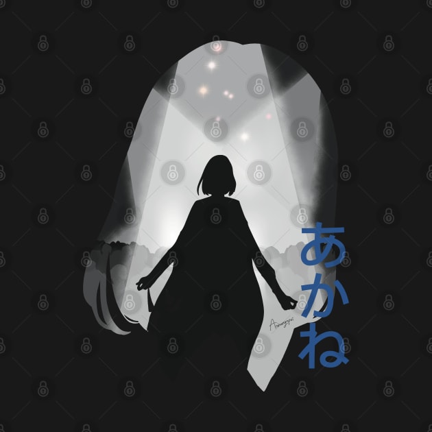 Oshi no Ko or My Star Idol's Child Anime and Manga Characters Akane Kurokawa the Genius Actress Awesome Silhouette Figure on the Lalalie Stage featured with Cool Blue Akane Japanese Lettering by Animangapoi