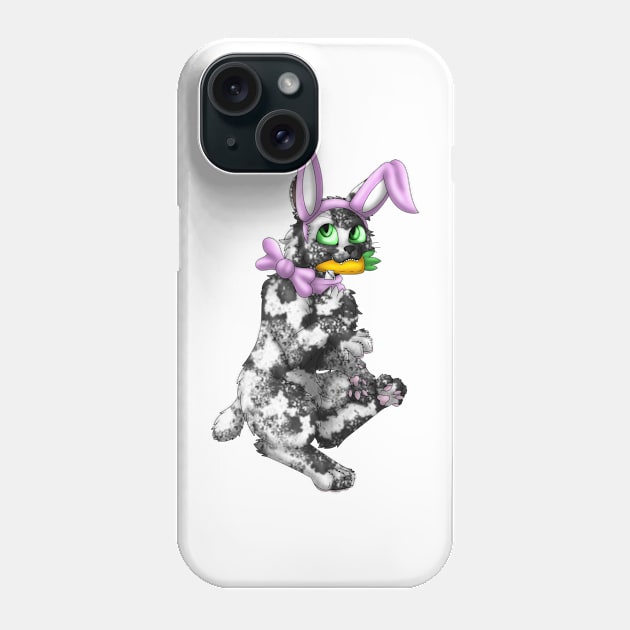 Bobtail BunnyCat: Salt & Pepper (Pink) Phone Case by spyroid101