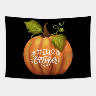 Hello October Fall Season Pumpkin Halloween and Fall Color Lovers. Tapestry