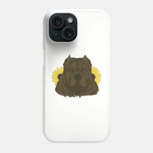 Chocolate American Bully with Sunflowers Phone Case