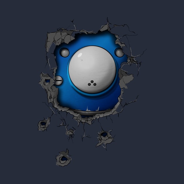 Bullet-riddled wall - Tachikoma by heavyplasma