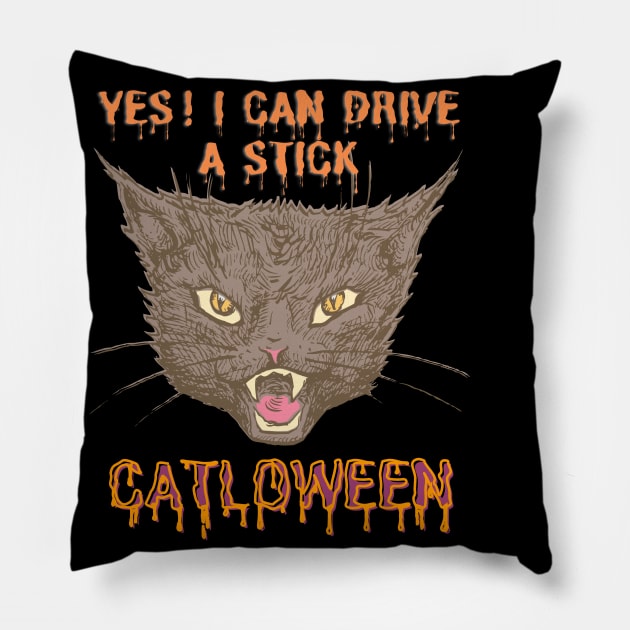 Yes! I Can Drive  A Stick Design A Funny Gifts For Halloween Party! Pillow by Kachanan@BoonyaShop