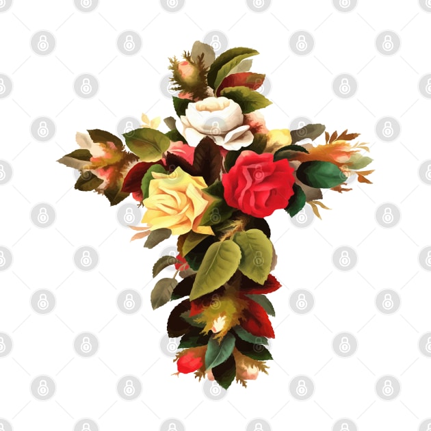 Easter Christian Cross Of Roses Cut Out by taiche