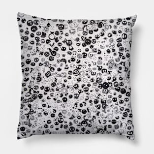 white and gray illustrations Pillow