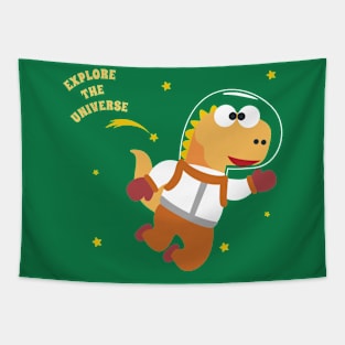 Funny dinosaur in space. Dinosaur in outer space Tapestry