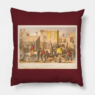 Western Town Vintage Painting Pillow