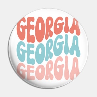 Georgia Word Pattern T-Shirt - Eye-Catching Graphic Print - Fun Outfit Addition - Thoughtful Peach State-Themed Gift Pin