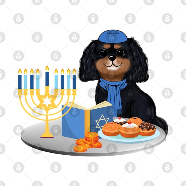 Hanukkah Black and Tan Cavalier King Charles Spaniel by Cavalier Gifts