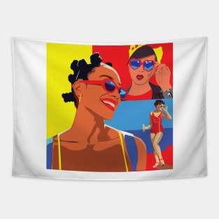 Pop Art Retro Sun Sea Fun Tapestry