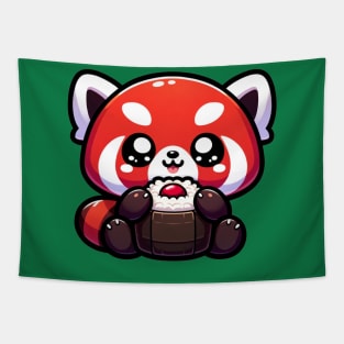 Red Panda Musubi Delight Tapestry