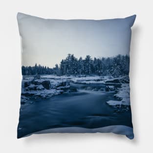 Winter Pabineau Falls River, New Brunswick Canada V1 Pillow