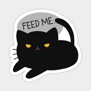 Cute Cat Design Feed Me | Kawaii Black Cat Illustration | Cat Lover Gift | By Atelier Serakara Magnet