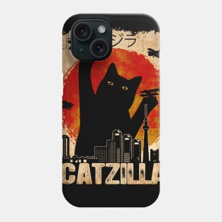 Vintage Catzilla Funny Black Cat Phone Case