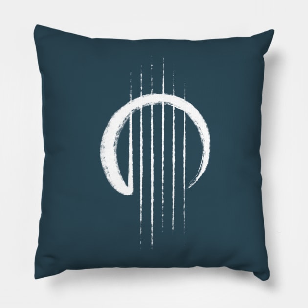 Guitar Strings Enso Japan Zen Circle Calligraphy Guitarist Pillow by SkizzenMonster