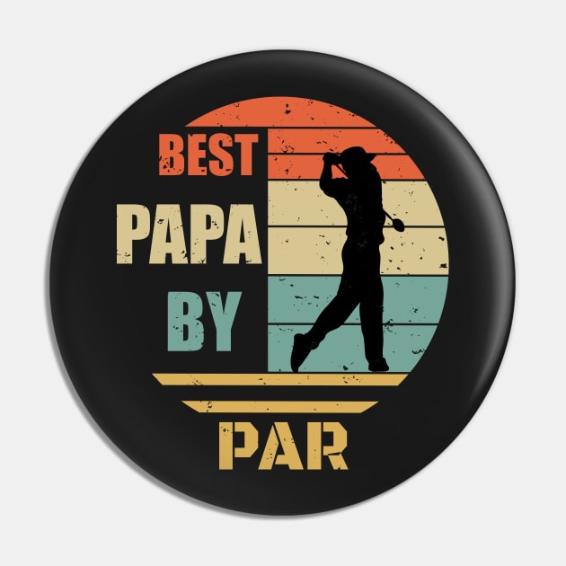 Best Papa By Par Design - Golfing Vintage Sunset - Funny Golfing Design - Golfe Papa Gift idea - Father's Day Gift Pin by WassilArt