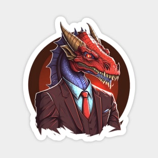 RED DRAGON WEARING FORMAL SUIT Magnet