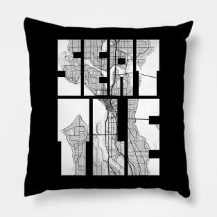 Seattle, USA City Map Typography - Light Pillow