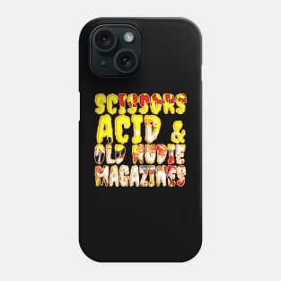 Scissors Acid & Old Nudie Magazines | Funky GOTH | LSD Circus Vintage Creep Typography Design By Tyler Tilley (tiger picasso) Phone Case