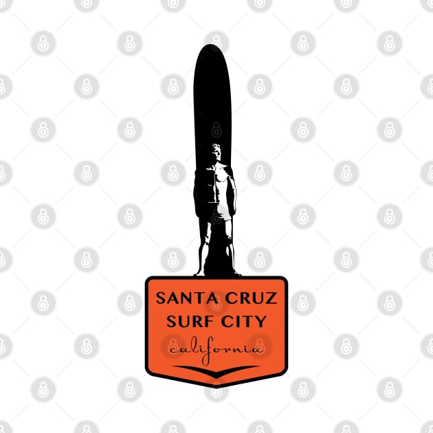 Surf City Santa Cruz California Surfer Statue Bill Lidderdale Sticker Podium by PauHanaDesign