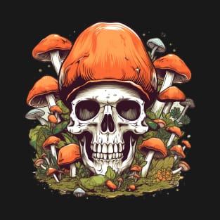 Psychedelic Intrigue Mushroom Skull T-Shirt