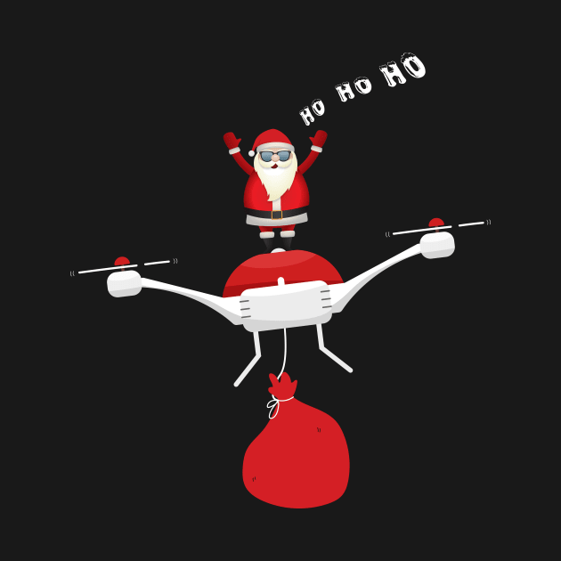 Flying Santa Claus On Drone - Christmas Quadcopter Enthusiast Gift by CMDesign