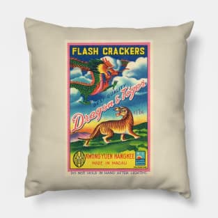 VINTAGE FIRECRACKER DRAGON AND TIGER Pillow
