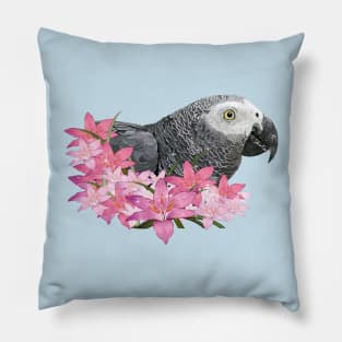 Gray parrot Pillow