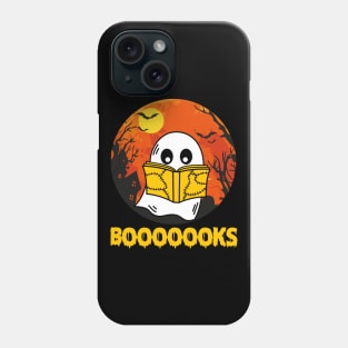 Boooks Ghost Halloween Bookworm Librarian Teacher Phone Case