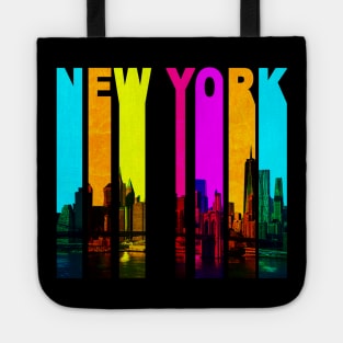 Retro New York Cityscape Skyline Tote